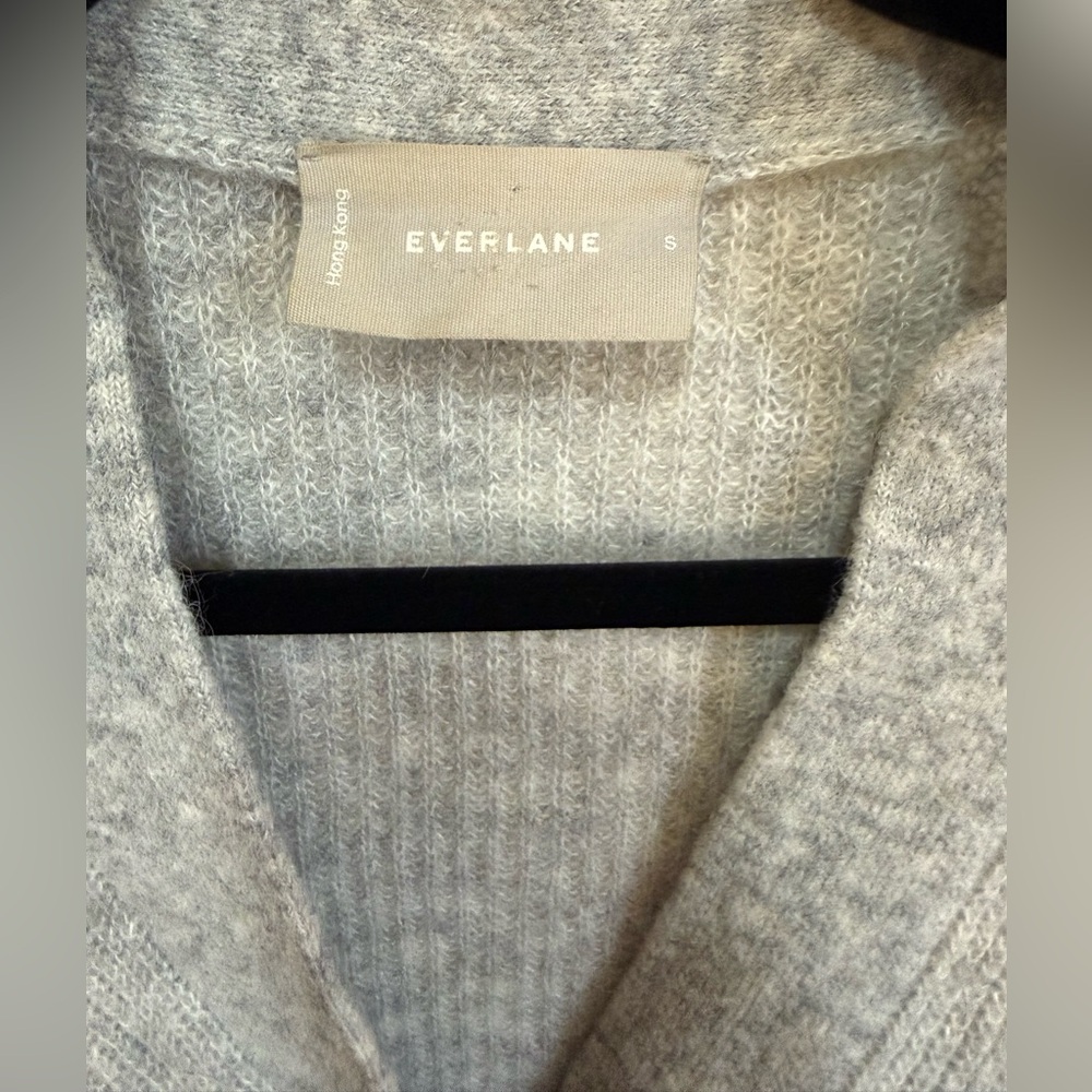 Everlane Oversize Alpaca Pocket Cardigan Heathered Stone Sweater Wool Light S - Picture 8 of 10